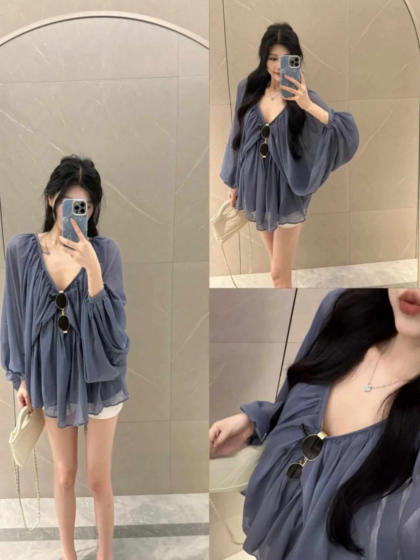 French Style Loose V-Neck Lantern Sleeve Chiffon Top Women's Loose Relaxing Feel Knot Long Sleeve Sunshade Casual Top
French Style Loose V-Neck Lantern Sleeve Chiffon Top Women's Loose Relaxing Feel Knot Long Sleeve Sunshade Casual Top