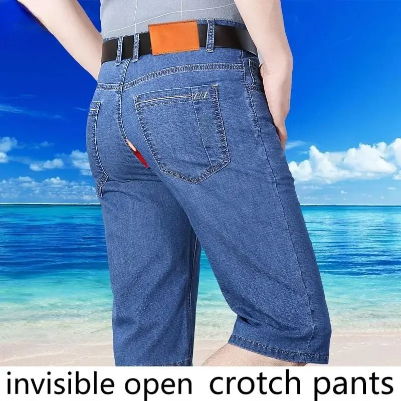 Open-Crotch Pants Denim Shorts Men's Stretch Cropped Pants Loose Straight Casual Beach Pants Cropped Pants Invisible Zipper
Open-Crotch Pants Denim Shorts Men's Stretch Cropped Pants Loose Straight Casual Beach Pants Cropped Pants Invisible Zipper