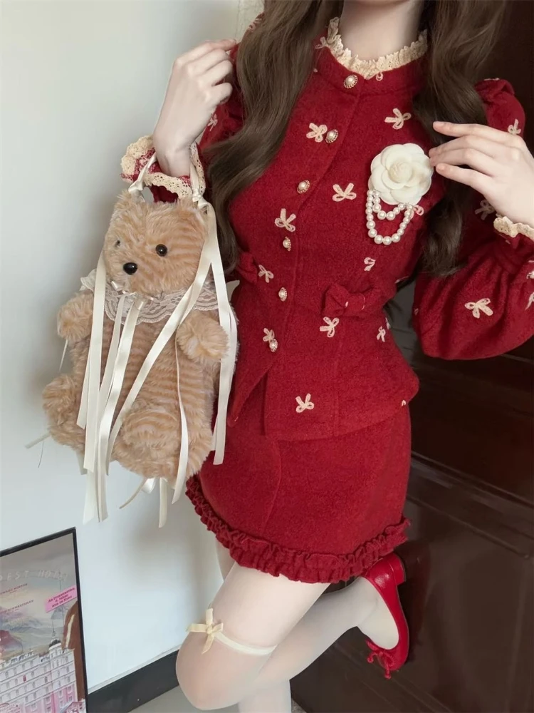 Зимний Рождественский Новый год Элегантный комплект из 2 предметов Женские топы в стиле ретро с круглым вырезом + плиссированная мини-юбка Женская корейская популярная одежда
Зимний Рождественский Новый год Элегантный комплект из 2 предметов Женские топы в стиле ретро с круглым вырезом + плиссированная мини-юбка Женская корейская популярная одежда