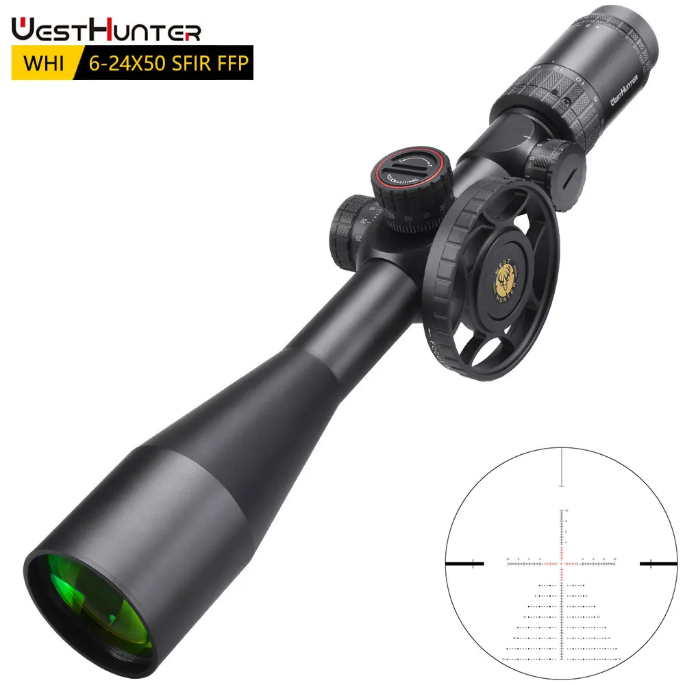 WestHunter WHI 6-24X50 SFIR FFP Riflescope First Focal Plane Tactical Hunting Scope Parallax Wheel R&G Illuminated Optical Sight
WestHunter WHI 6-24X50 SFIR FFP Riflescope First Focal Plane Tactical Hunting Scope Parallax Wheel R&G Illuminated Optical Sight