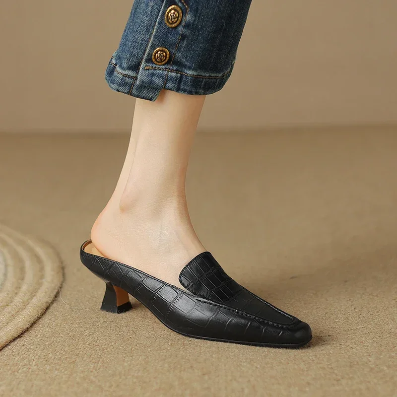 2024 New Summer Real Leather High Heels Half Slippers Women Square Toe Slip On Mules Ladies Fashion Dress Slides Shoes Female
2024 New Summer Real Leather High Heels Half Slippers Women Square Toe Slip On Mules Ladies Fashion Dress Slides Shoes Female