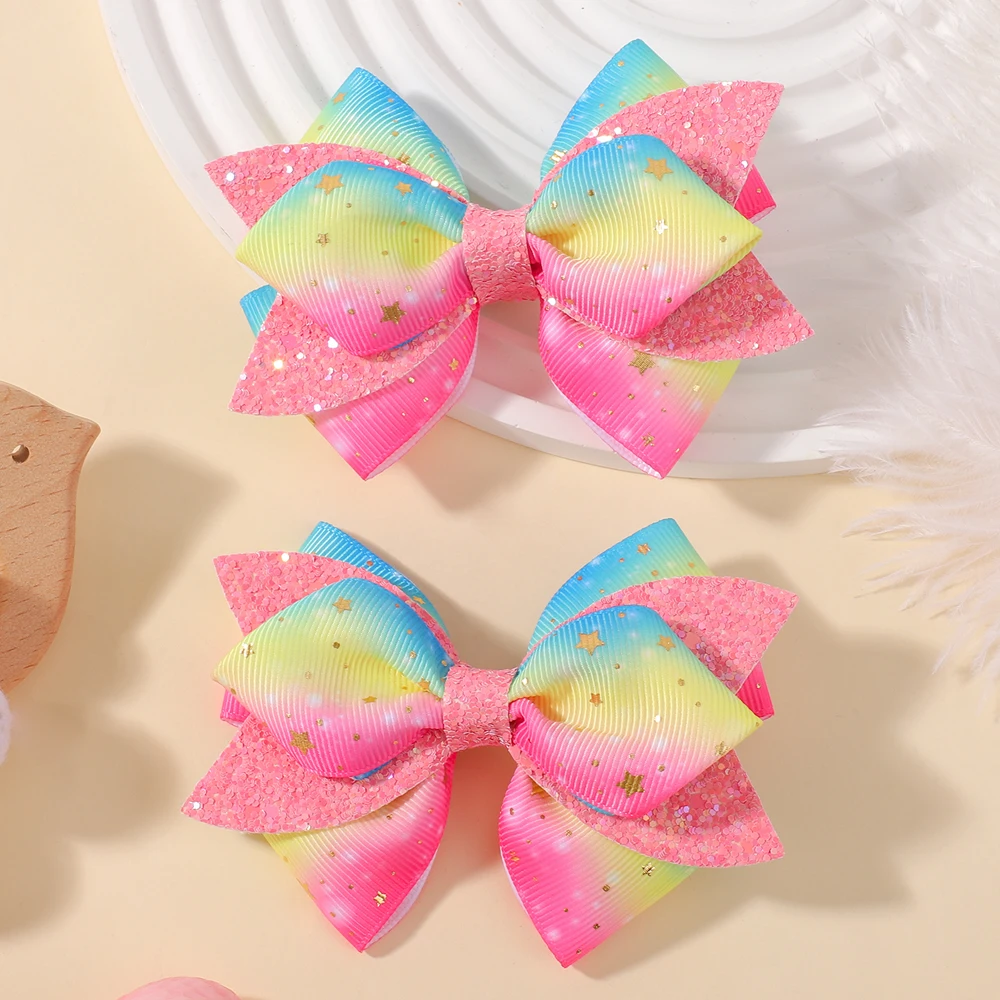 2pcs Rainbow Star Hair Bow Clips for Women Girls Sweet Glitter Sequin Hairpins Y2K Ribbon Barrette Headwear Hair Accessories
2pcs Rainbow Star Hair Bow Clips for Women Girls Sweet Glitter Sequin Hairpins Y2K Ribbon Barrette Headwear Hair Accessories