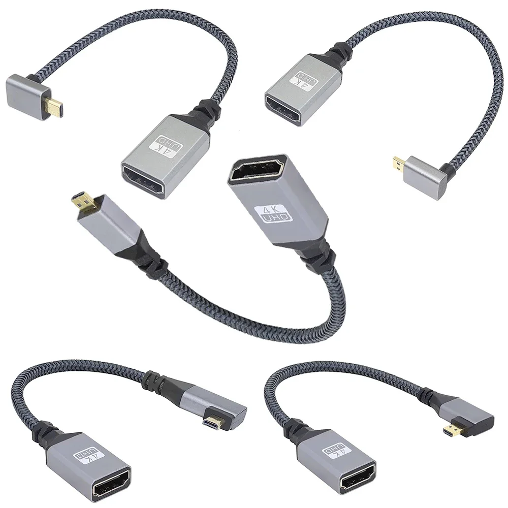 Male Micro-HD to Female Standard HD 4K Cable 90 Degree Up/Down/Left/Right Angle Short Nylon Braid Cord for Gopro Camcorder HDTV
Male Micro-HD to Female Standard HD 4K Cable 90 Degree Up/Down/Left/Right Angle Short Nylon Braid Cord for Gopro Camcorder HDTV