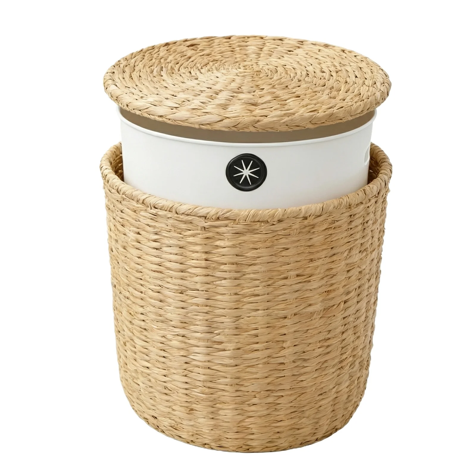 Woven Wastebasket with Lid and Inner Liner Laundry Basket Hamper for Home Office Living Room Bedroom Decoration
Woven Wastebasket with Lid and Inner Liner Laundry Basket Hamper for Home Office Living Room Bedroom Decoration