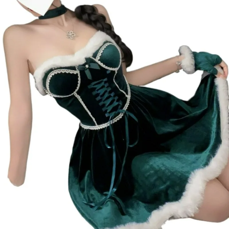 Новое рождественское сексуальное белое платье принцессы с меховыми краями, зеленое и красное грудью, сценическое представление, Рождество
Новое рождественское сексуальное белое платье принцессы с меховыми краями, зеленое и красное грудью, сценическое представление, Рождество