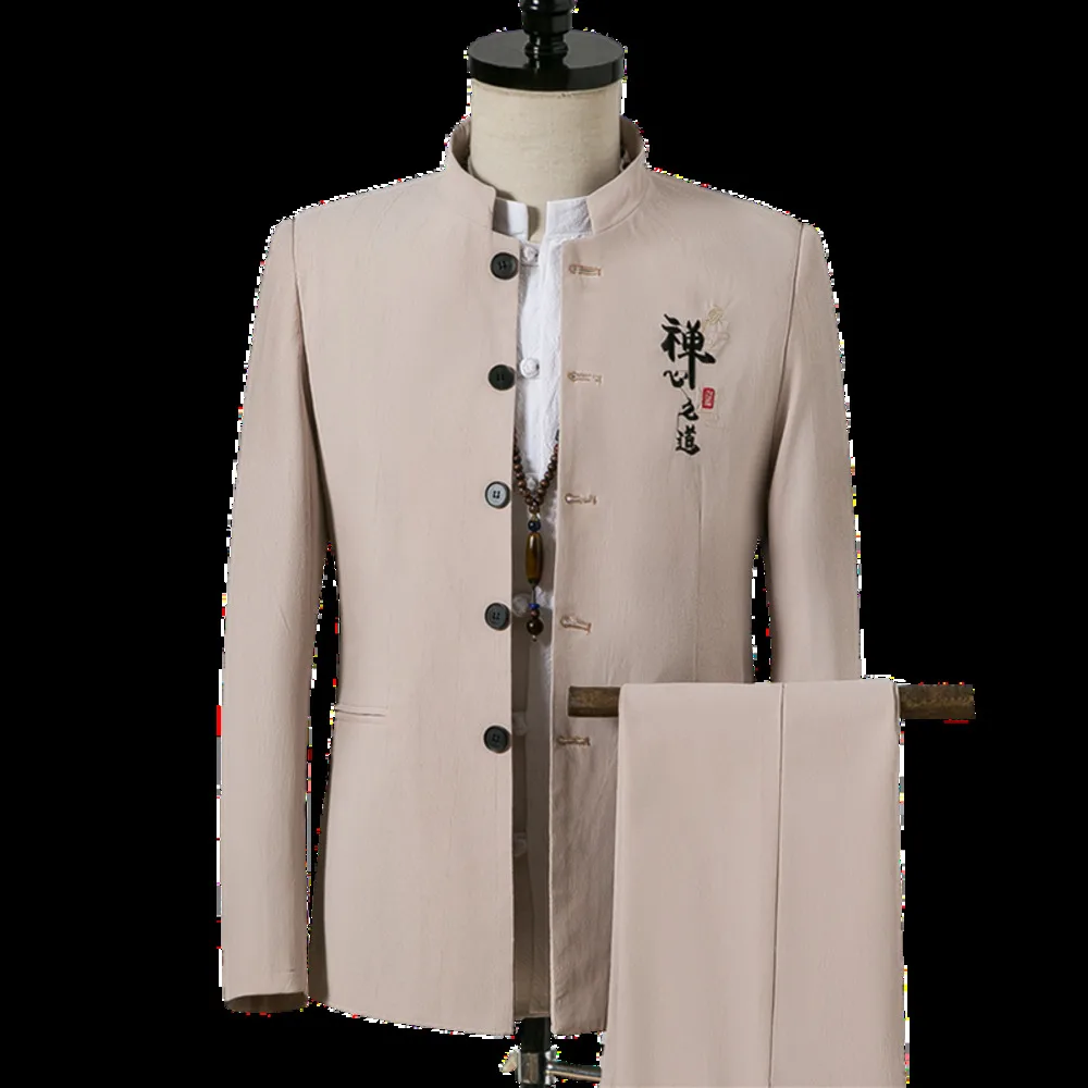 Chinese Traditional Style Men Stand Collar Suit Coat Long Sleeve Jacket Pants 2 Pcs Office Wear Trousers
Chinese Traditional Style Men Stand Collar Suit Coat Long Sleeve Jacket Pants 2 Pcs Office Wear Trousers