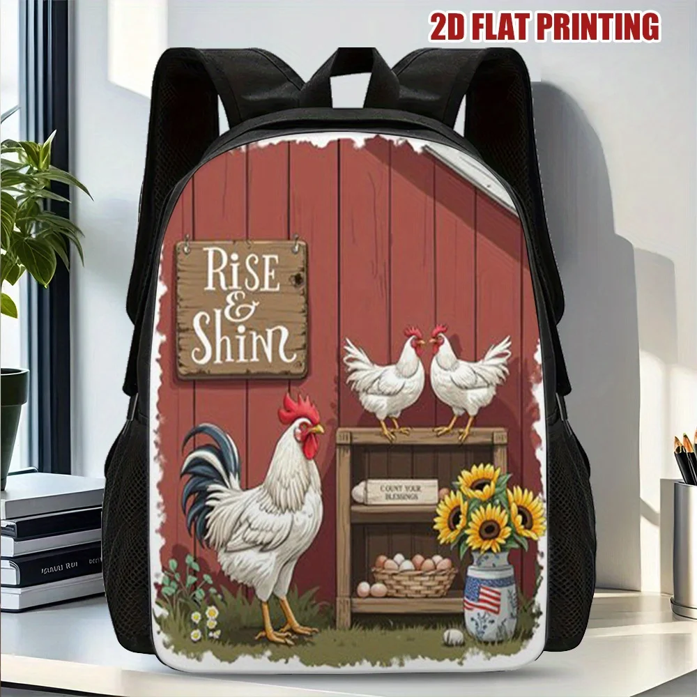 1Pc Chic Farmhouse Morning 2D Flat Print Backpack - Durable Polyester with Removable Shoulder Strap, Vivid Chicken and Sunflower
1Pc Chic Farmhouse Morning 2D Flat Print Backpack - Durable Polyester with Removable Shoulder Strap, Vivid Chicken and Sunflower
