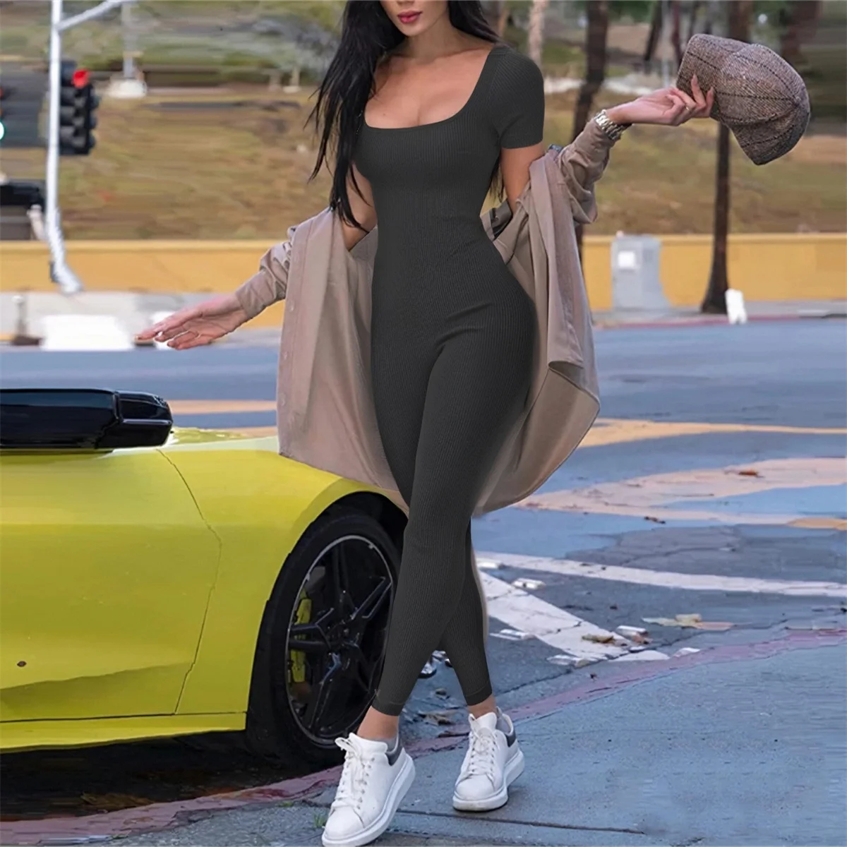 Women Fashion Solid Skinny Jumpsuits Short Sleeve Spring Summer New Rompers Female Bodycon Sexy Clothes Casual Street Bodysuits
Women Fashion Solid Skinny Jumpsuits Short Sleeve Spring Summer New Rompers Female Bodycon Sexy Clothes Casual Street Bodysuits