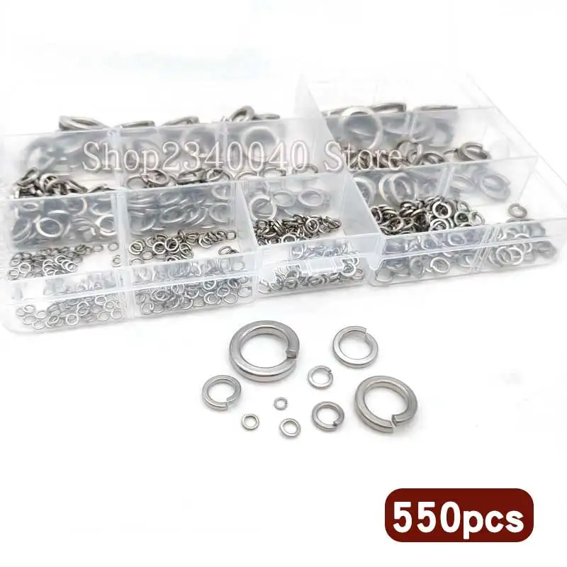 304 Stainless Steel Spring Split Lock Washer Elastic Gasket Assortment Kit 550pcs/set 9 Sizes - M2 M2.5 M3 M4 M5 M6 M8 M10 M12
304 Stainless Steel Spring Split Lock Washer Elastic Gasket Assortment Kit 550pcs/set 9 Sizes - M2 M2.5 M3 M4 M5 M6 M8 M10 M12