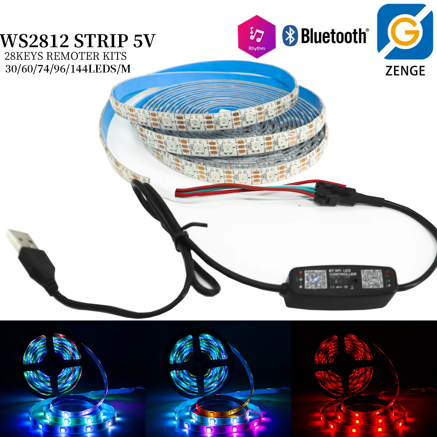 WS2812B Individually Addressable LED strip light 28keys USB remote control 30/60/74/96/144leds/m RGBIC Pixels led lights lamp 5V
WS2812B Individually Addressable LED strip light 28keys USB remote control 30/60/74/96/144leds/m RGBIC Pixels led lights lamp 5V