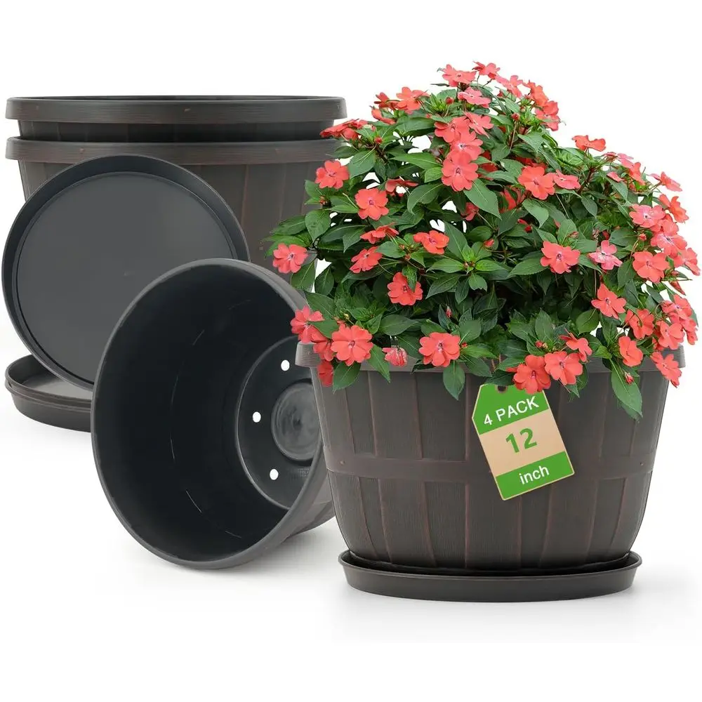 Quarut 12 Inch Large Planter Pot or Plants Indoor Outdoor, 4 Pack Plastic lower Pots with Drainage Hole & Tray, ern Decorative G
Quarut 12 Inch Large Planter Pot or Plants Indoor Outdoor, 4 Pack Plastic lower Pots with Drainage Hole & Tray, ern Decorative G