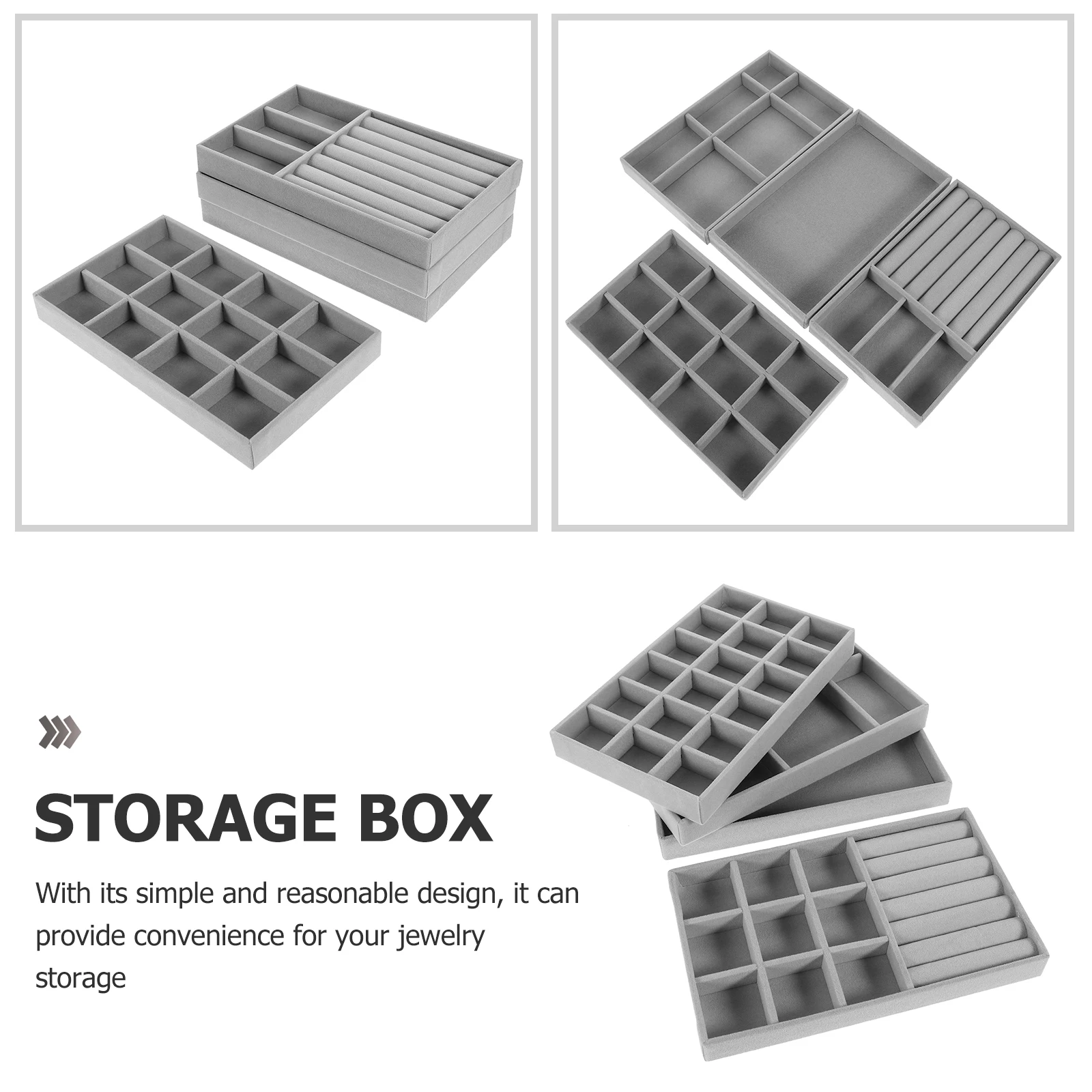4 Pcs Tray Organizer Storage Box for Drawers Vanity Table Grey Set compartments Jewelry Organizer ring holder display
4 Pcs Tray Organizer Storage Box for Drawers Vanity Table Grey Set compartments Jewelry Organizer ring holder display