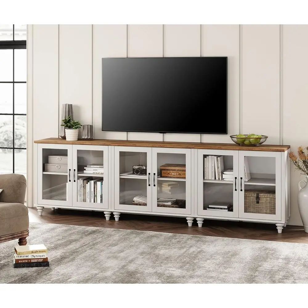 White Wooden TV Stand for 100 Inch TVs or Multi-Size Entertainment Centers with Glass Door for Kitchen and Dining
White Wooden TV Stand for 100 Inch TVs or Multi-Size Entertainment Centers with Glass Door for Kitchen and Dining