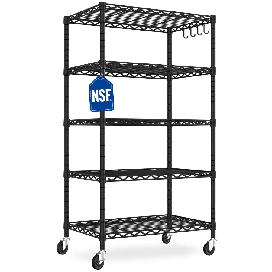 5-Tier Wire Shelving with Wheels 24"W x 18"D x 72"H Adjustable Heavy Duty Steel Wire Rack Metal Storage Shelves for Kitchen Pan
5-Tier Wire Shelving with Wheels 24"W x 18"D x 72"H Adjustable Heavy Duty Steel Wire Rack Metal Storage Shelves for Kitchen Pan