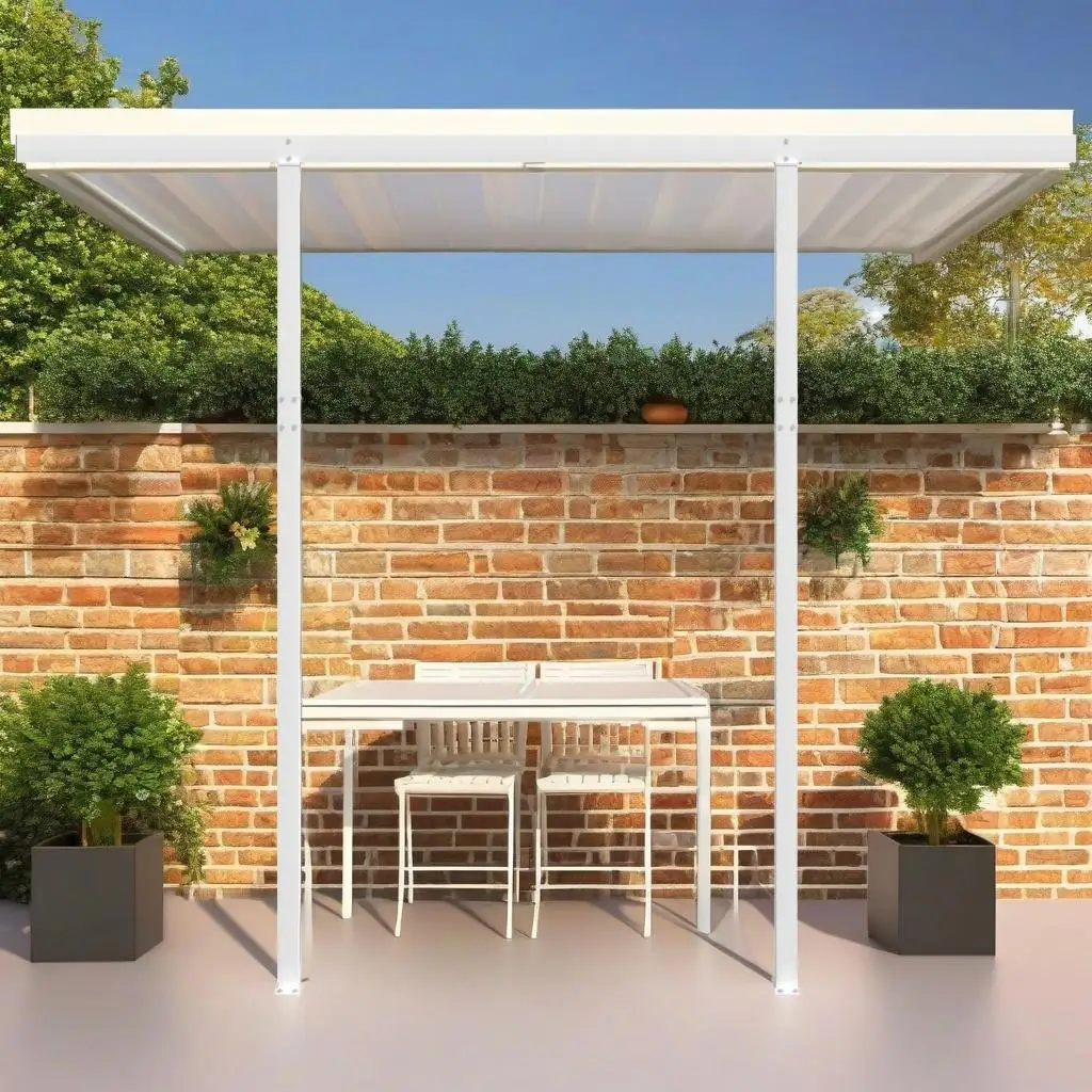 White Awning Post Set - 118.1x96.5cm Durable Iron Support for Outdoor Canopies
White Awning Post Set - 118.1x96.5cm Durable Iron Support for Outdoor Canopies
