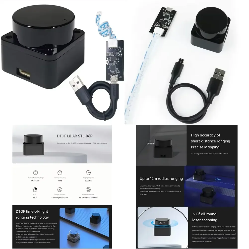 WAP01 STL-06P Lidar Is LD06 Lidar Upgraded Version High-Precision 360 Degree Scanning 12M Distance Radar
WAP01 STL-06P Lidar Is LD06 Lidar Upgraded Version High-Precision 360 Degree Scanning 12M Distance Radar