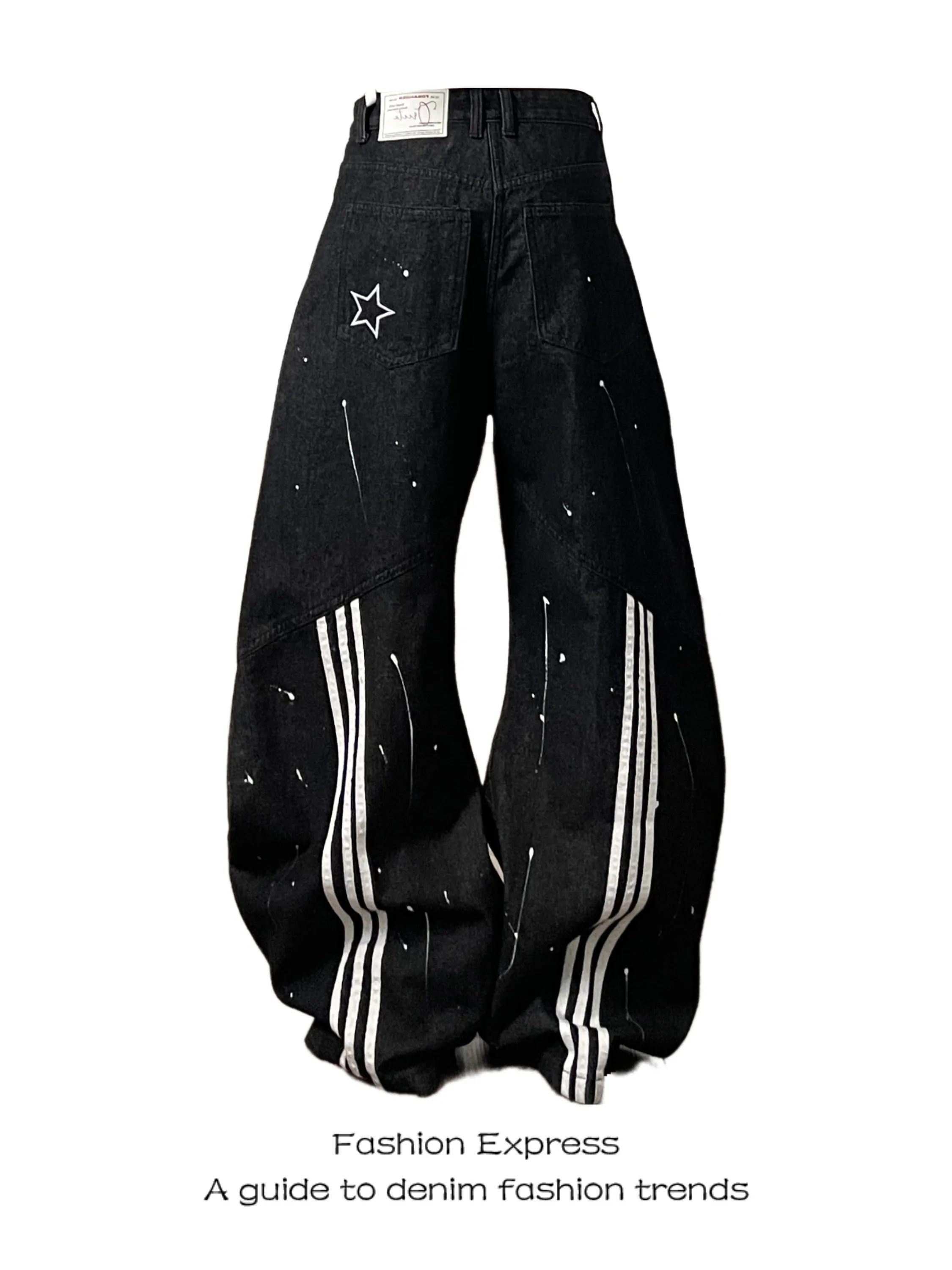 Black High Waist Wide Leg Jeans Men's American High Street Star Deconstructed Stripe Spattered Ink Knife Design Trendy Pants
Black High Waist Wide Leg Jeans Men's American High Street Star Deconstructed Stripe Spattered Ink Knife Design Trendy Pants
