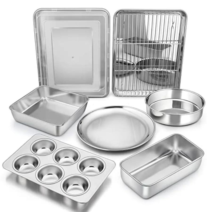 Bakeware Sets 9-Piece Stainless Steel Baking Pans Set Round/Square Cake Pan Toaster Oven Pan Lasagna Pan Loaf Pan Pizza Pan Muf
Bakeware Sets 9-Piece Stainless Steel Baking Pans Set Round/Square Cake Pan Toaster Oven Pan Lasagna Pan Loaf Pan Pizza Pan Muf