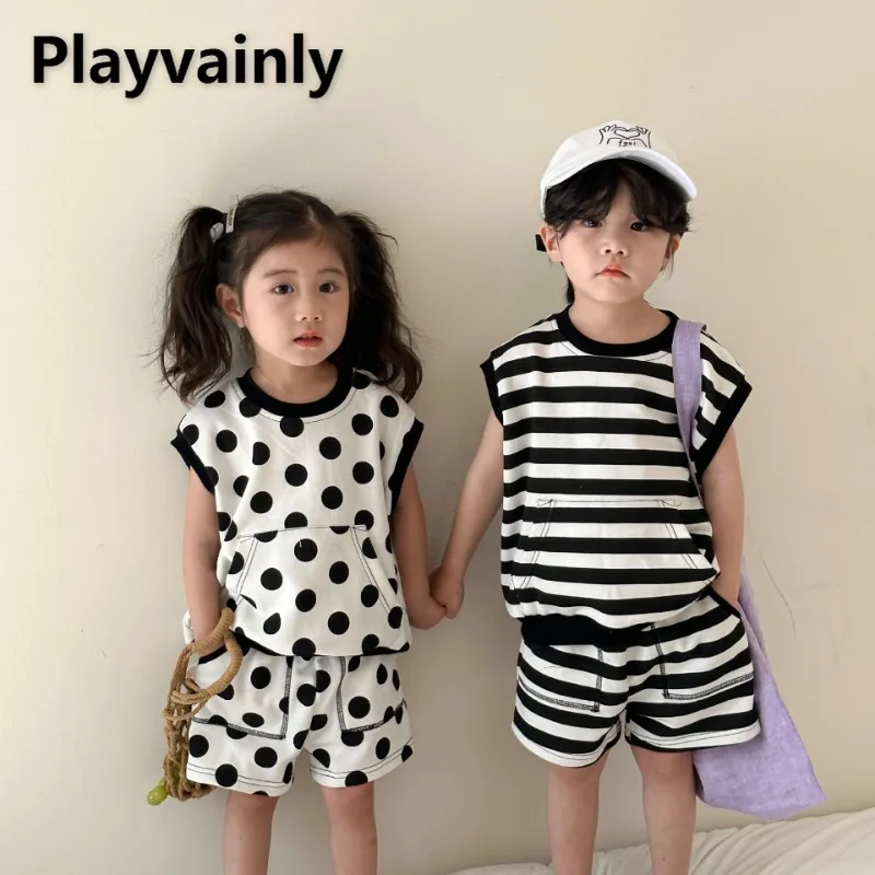 New Summer Children Sports Sets Polka Dot Round Collar Sleeveless Vest and Casual Loose Shorts Baby Girls Boys Clothes A85256
New Summer Children Sports Sets Polka Dot Round Collar Sleeveless Vest and Casual Loose Shorts Baby Girls Boys Clothes A85256