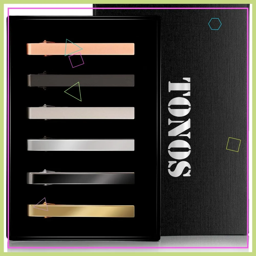 6 Pack Tie Clips Set for Men - Shiny & Matte Black, Silver, Gold - Elegant Gift Box, Perfect for Wedding, Father, Husband
6 Pack Tie Clips Set for Men - Shiny & Matte Black, Silver, Gold - Elegant Gift Box, Perfect for Wedding, Father, Husband