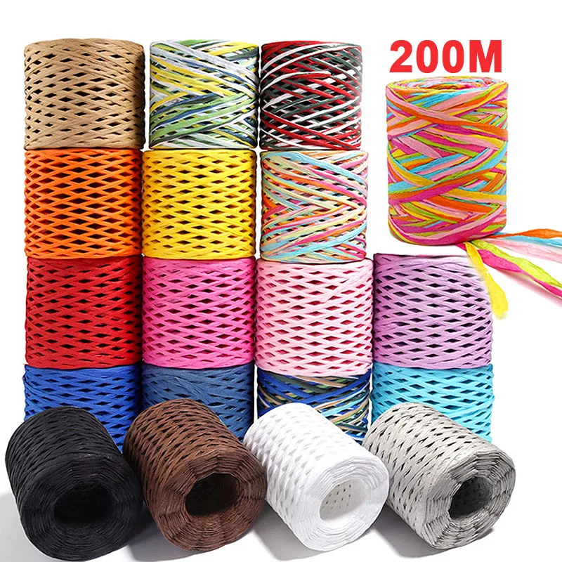 200M/Roll Raffia Paper Ribbon Yarn Handmade Craft Color Knitted Rope Fit Party Home Decoration Props Gift DIY Packaging Supplies
200M/Roll Raffia Paper Ribbon Yarn Handmade Craft Color Knitted Rope Fit Party Home Decoration Props Gift DIY Packaging Supplies