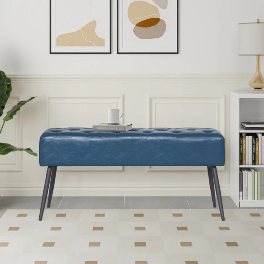 38" Wide Upholstered Entryway Bench Tufted Ottoman Bench Small Bed Room Bench Casual Dining Room Bench Blue
38" Wide Upholstered Entryway Bench Tufted Ottoman Bench Small Bed Room Bench Casual Dining Room Bench Blue