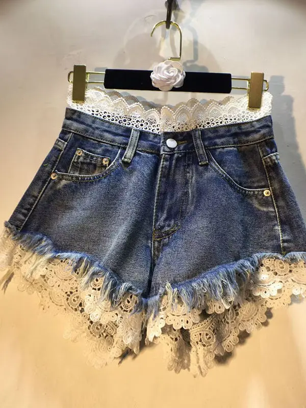 Outlet Slimming Lace Trim Wide Leg Jeans Shorts Women's Hot Pants Korean Style Commute Fashion Patchwork Summer Cotton Blend
Outlet Slimming Lace Trim Wide Leg Jeans Shorts Women's Hot Pants Korean Style Commute Fashion Patchwork Summer Cotton Blend