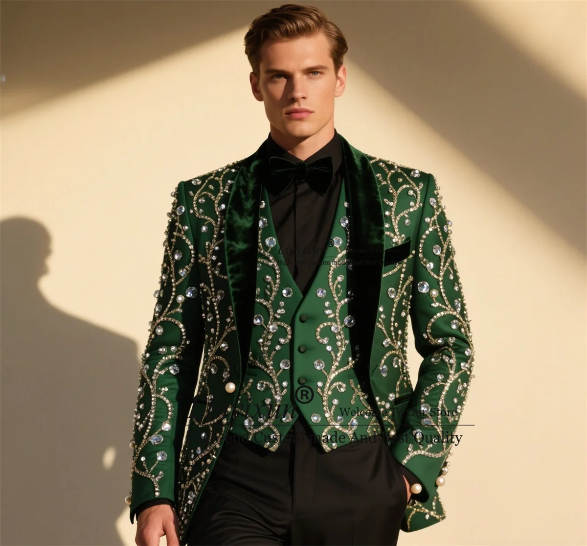 Formal Velvet Men Suit 3 Pieces Sets Groom Wedding Male Party Tuxedos Slim Fit Beaded Crystals Blazers Customized Costume Homme
Formal Velvet Men Suit 3 Pieces Sets Groom Wedding Male Party Tuxedos Slim Fit Beaded Crystals Blazers Customized Costume Homme