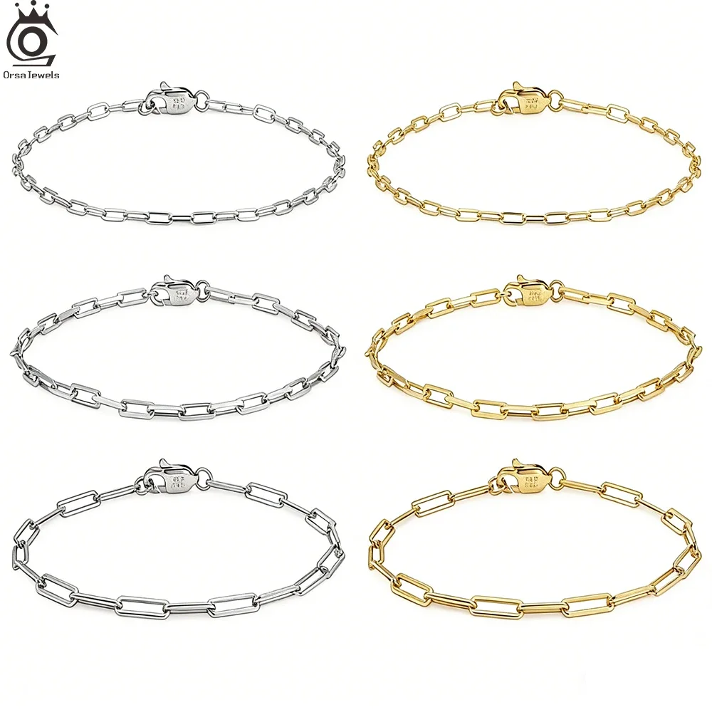 ORSA JEWELS S925 Silver Paperclip Chain Bracelet for Women Italian Trendy Silver Thin Wrist Bracelet Party Jewelry SB218
ORSA JEWELS S925 Silver Paperclip Chain Bracelet for Women Italian Trendy Silver Thin Wrist Bracelet Party Jewelry SB218