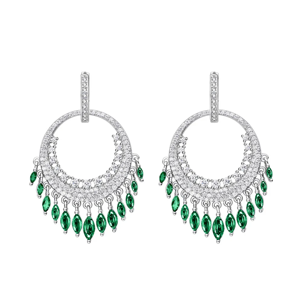 Fashionable and Versatile Round Tassel Emerald Earrings for Women S925 Sterling Silver High Carbon Diamond
Fashionable and Versatile Round Tassel Emerald Earrings for Women S925 Sterling Silver High Carbon Diamond