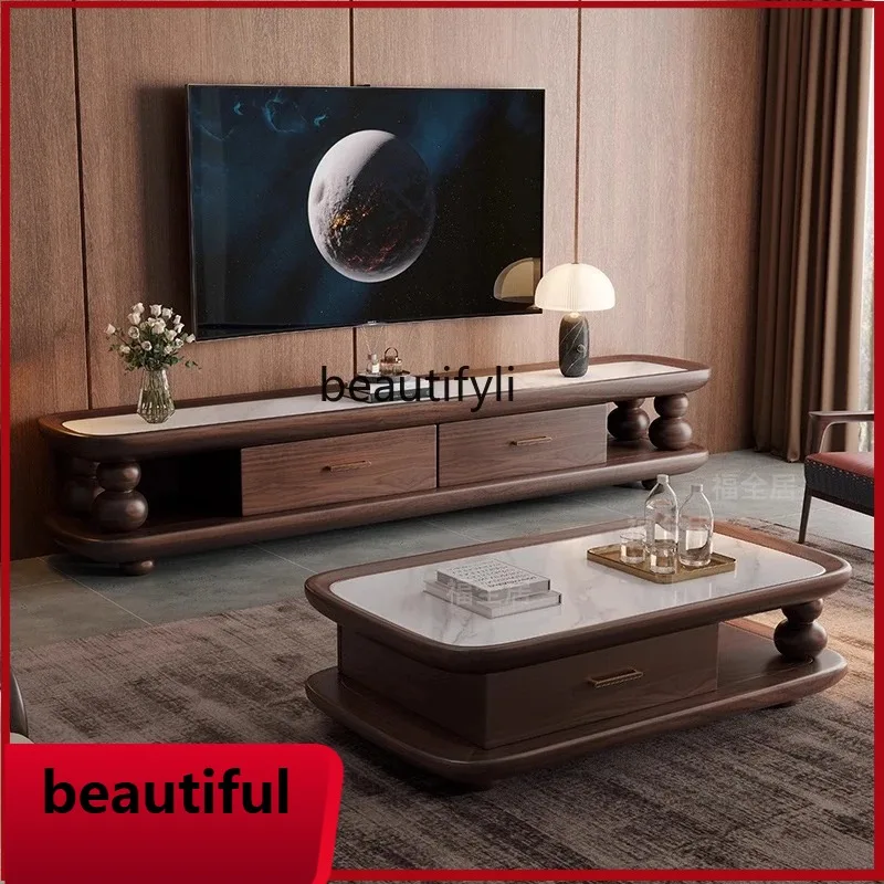 X Solid wood coffee table TV cabinet combination size apartment living room floor cabinet black walnut color
X Solid wood coffee table TV cabinet combination size apartment living room floor cabinet black walnut color