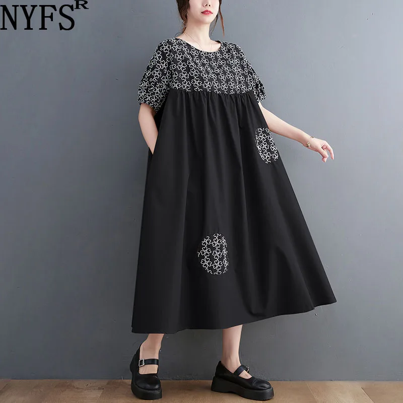 NYFS 2023 Summer New Loose Woman Dress Vestidos Robe Elbise Fashion Patchwork embroidered Long Dresses
NYFS 2023 Summer New Loose Woman Dress Vestidos Robe Elbise Fashion Patchwork embroidered Long Dresses