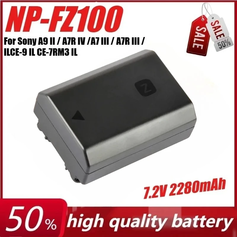 NP-FZ100 7.2V 2280mAh Camera Battery for Sony A9 II / A7R IV /A7 III / A7R III /ILCE-9 IL CE-7RM3 IL Battery
NP-FZ100 7.2V 2280mAh Camera Battery for Sony A9 II / A7R IV /A7 III / A7R III /ILCE-9 IL CE-7RM3 IL Battery