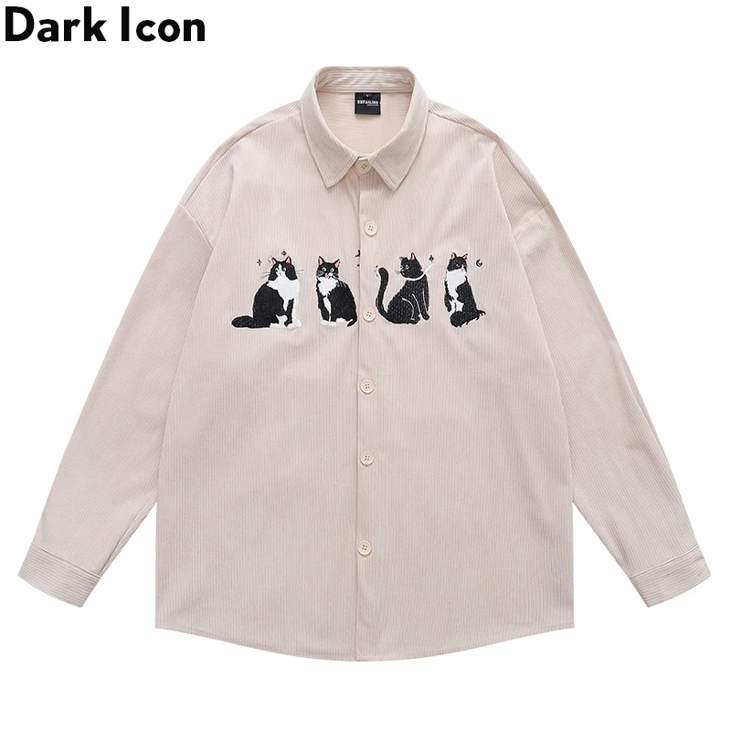 Dark Icon Fun and cute cat embroidery men's and women's shirts corduroy casual long sleeved shirts
Dark Icon Fun and cute cat embroidery men's and women's shirts corduroy casual long sleeved shirts