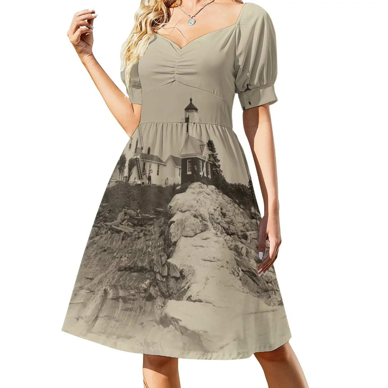 Pemaquid Point Light House In Sepia Short-Sleeved Dress elegant women's dresses sale summer dress women 2025
Pemaquid Point Light House In Sepia Short-Sleeved Dress elegant women's dresses sale summer dress women 2025