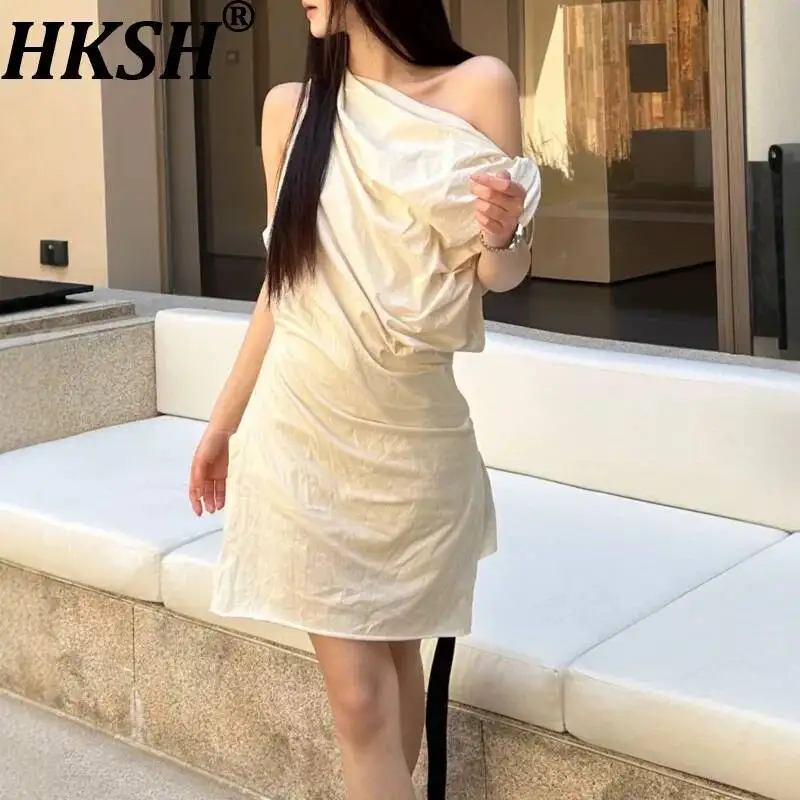 HKSH Women Short Dress Solid Color Pleated Slim Fit Sleeveless Asymmetric Elegant High Street Sexy Casual Dresses Summer HK23253
HKSH Women Short Dress Solid Color Pleated Slim Fit Sleeveless Asymmetric Elegant High Street Sexy Casual Dresses Summer HK23253