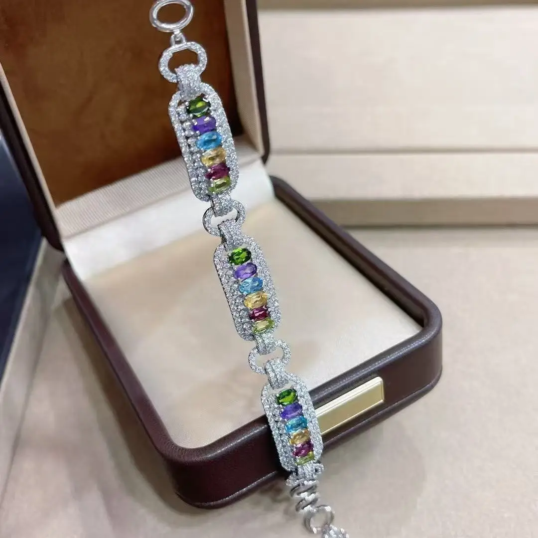 Color Crystal Hip Hop Bracelet Adjustable, S925 Silver White Gold Plated Women's Jewelry
Color Crystal Hip Hop Bracelet Adjustable, S925 Silver White Gold Plated Women's Jewelry