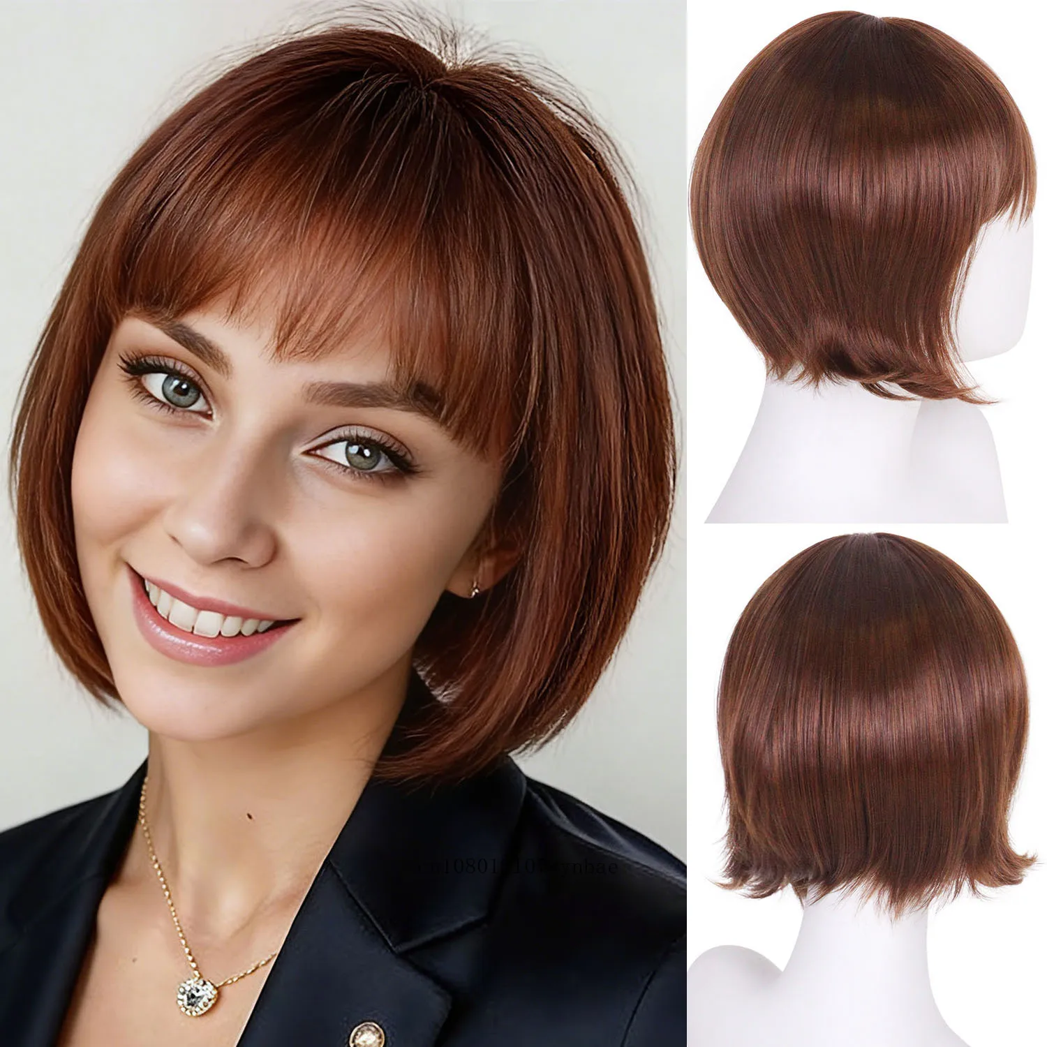 Synthetic Short Brown Bob Wig for White Women Chin Length Reddish Brown Straight Bob Wigs with Flat Bangs Everyday Party Wig
Synthetic Short Brown Bob Wig for White Women Chin Length Reddish Brown Straight Bob Wigs with Flat Bangs Everyday Party Wig