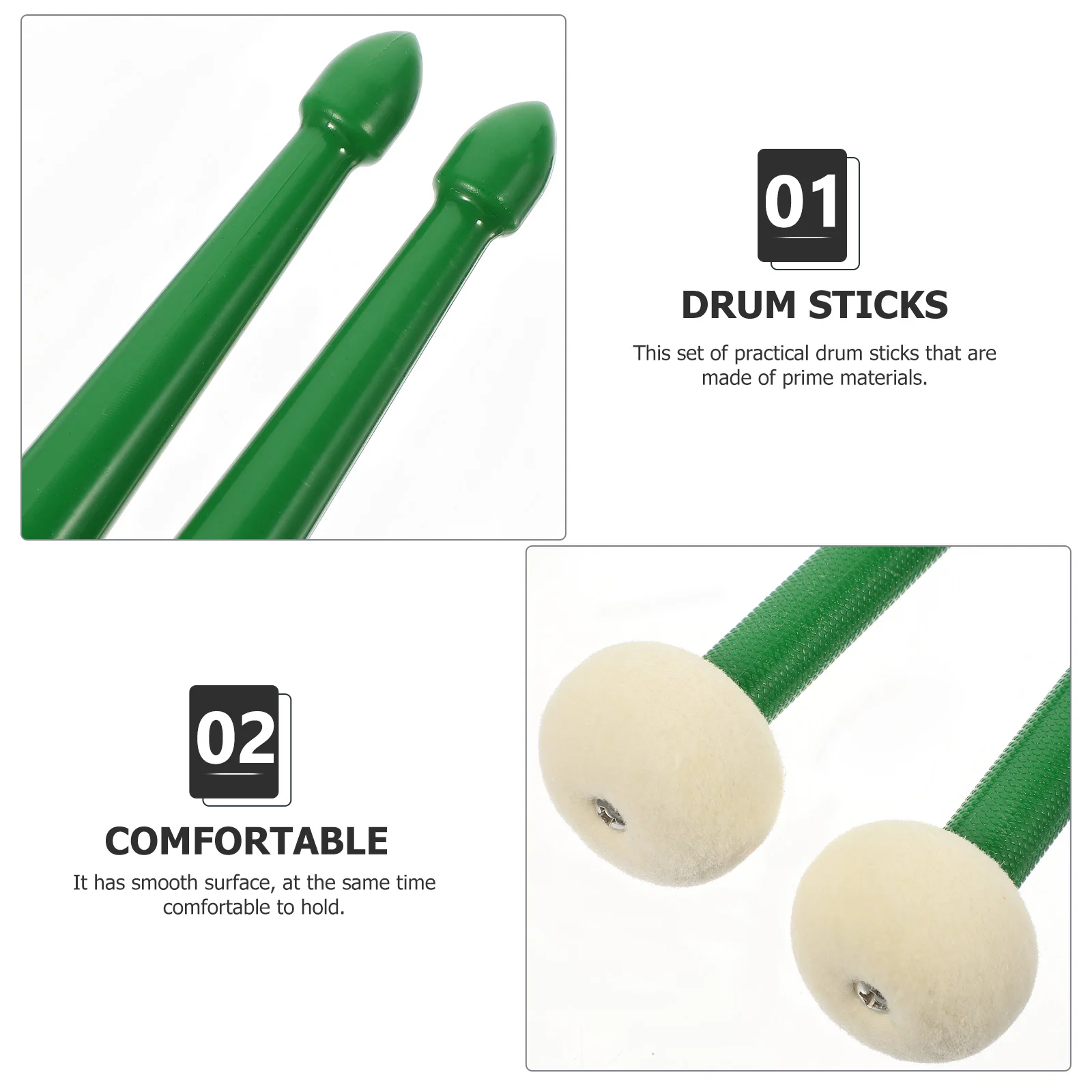 Double-headed Drumsticks Portable Professional End Acoustic Performance Percussion Mallets Musical Tip Electronic
Double-headed Drumsticks Portable Professional End Acoustic Performance Percussion Mallets Musical Tip Electronic
