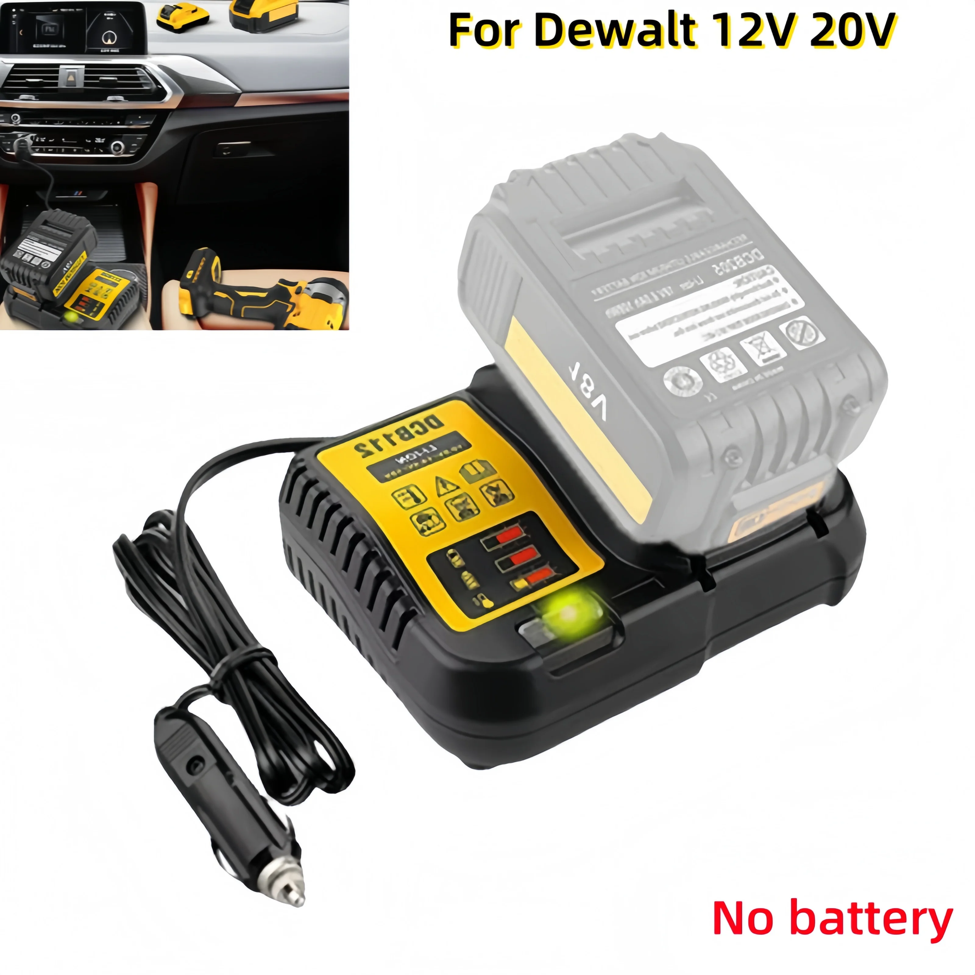 DCB112 is suitable for DeWalt 12V 20V lithium battery car charger, car cigarette lighter plug DCB119 DCB203 DCB201 DCB206 
DCB112 is suitable for DeWalt 12V 20V lithium battery car charger, car cigarette lighter plug DCB119 DCB203 DCB201 DCB206