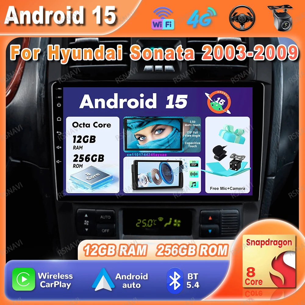 Car Radio Android 15 For Hyundai Sonata 2003-2009 Carplay Qualcomm 9/10 Inch WIFI+ 4G LTE 360 Camera DSP AI Voice Stereo NO 2DIN
Car Radio Android 15 For Hyundai Sonata 2003-2009 Carplay Qualcomm 9/10 Inch WIFI+ 4G LTE 360 Camera DSP AI Voice Stereo NO 2DIN