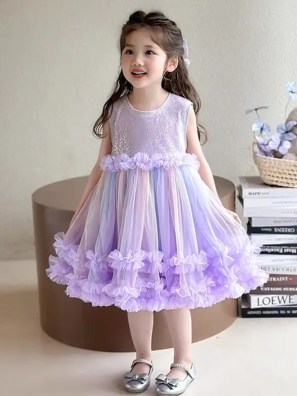 Summer Sweet Girls Sequin Sleeveless Dress Thin Mesh Party Princess Dress Fashion Casual Little Girls Vest Dress
Summer Sweet Girls Sequin Sleeveless Dress Thin Mesh Party Princess Dress Fashion Casual Little Girls Vest Dress