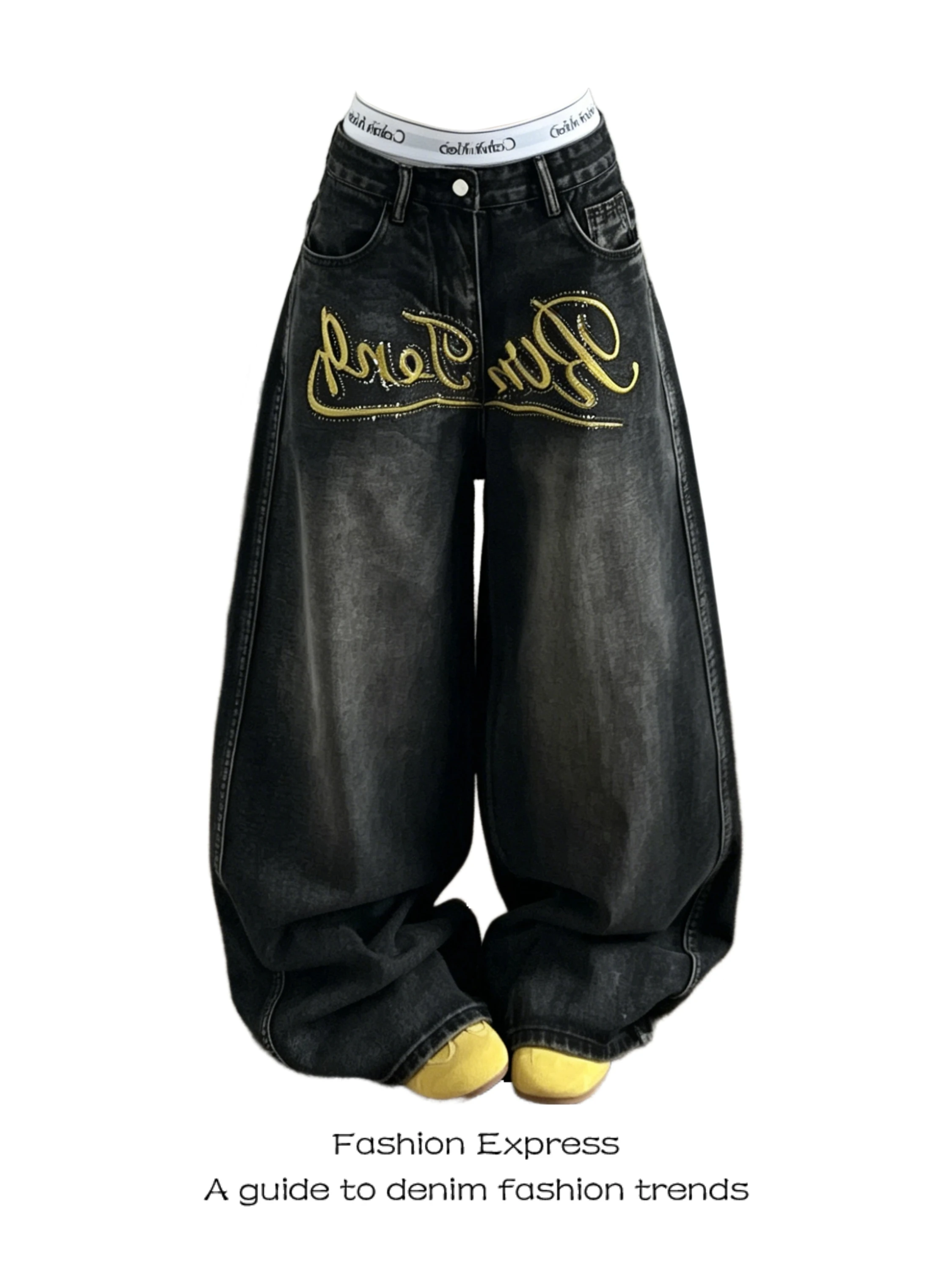 Loose Women's Jeans High Waist Embroidered Letters Heavy Rhinestone Dragging Floor Lazy Design Wide Leg Pants Casual Commute ...
Loose Women's Jeans High Waist Embroidered Letters Heavy Rhinestone Dragging Floor Lazy Design Wide Leg Pants Casual Commute ...