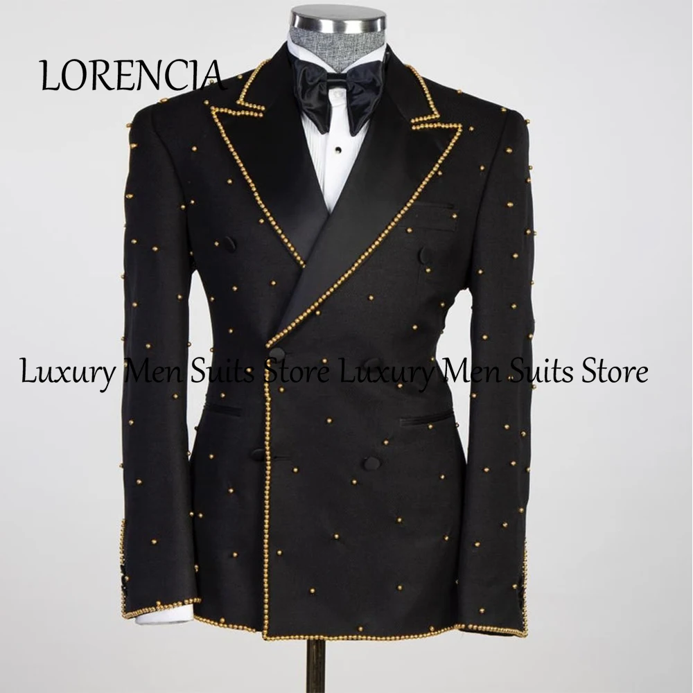 Luxury Metal Ornament Suits for Men Double Breasted Wedding Party Outfits Customized Peak Label Blazer Pants trajes para hombre
Luxury Metal Ornament Suits for Men Double Breasted Wedding Party Outfits Customized Peak Label Blazer Pants trajes para hombre