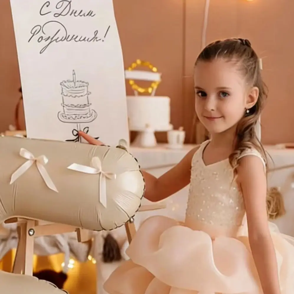 Princess Customized Flower Girl Dress For Wedding Knee Length Beaded Sequins Kids Birthday Baby Party First Communion Gown
Princess Customized Flower Girl Dress For Wedding Knee Length Beaded Sequins Kids Birthday Baby Party First Communion Gown