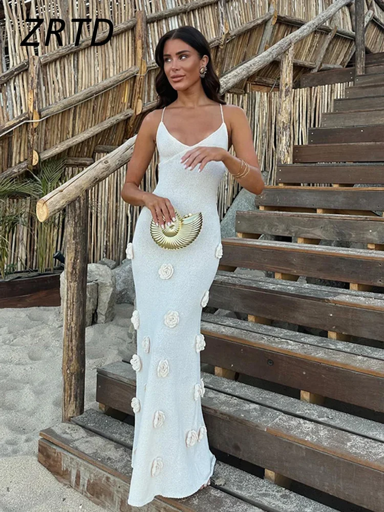 Elegant 3d Flower Knitted Dresses For Women V-neck Backless Sleeveless Lace Up Female Maxi Dress 2024 Summer Lady Beach Robe New
Elegant 3d Flower Knitted Dresses For Women V-neck Backless Sleeveless Lace Up Female Maxi Dress 2024 Summer Lady Beach Robe New