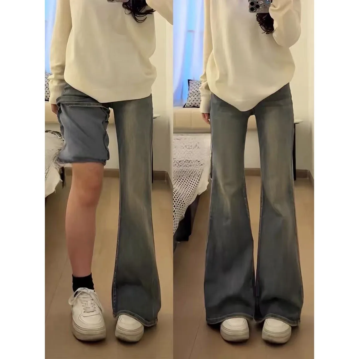 High Waist Bell Bottom Denim Jeans Women's Summer New plus Size Elastic Hip Covering Slimming Hoof Flared Pants
High Waist Bell Bottom Denim Jeans Women's Summer New plus Size Elastic Hip Covering Slimming Hoof Flared Pants
