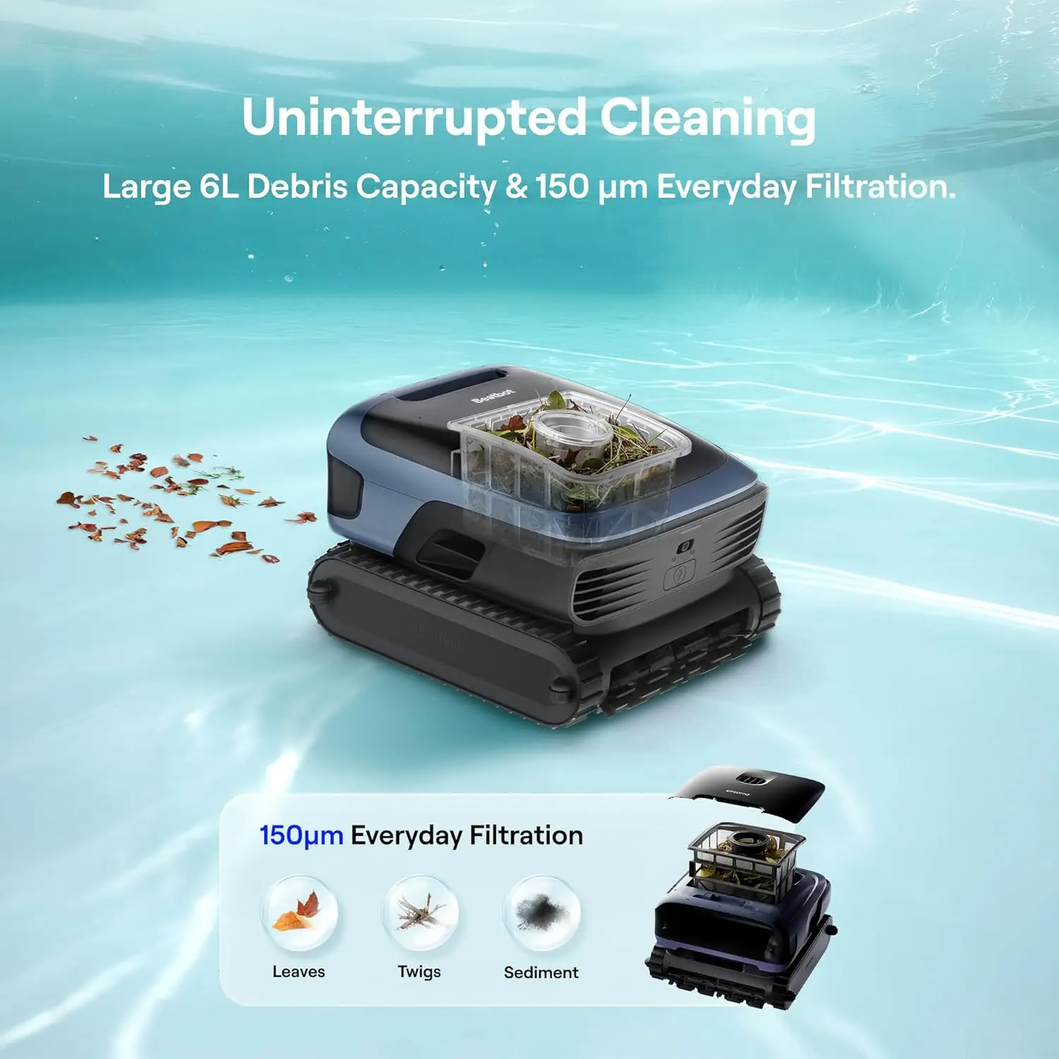 Robotic Pool Vacuum Cleaner 360 Degree Top to Bottom Cleaning Smart Surface Parking 6L Capacity 6800GPH Suction
Robotic Pool Vacuum Cleaner 360 Degree Top to Bottom Cleaning Smart Surface Parking 6L Capacity 6800GPH Suction