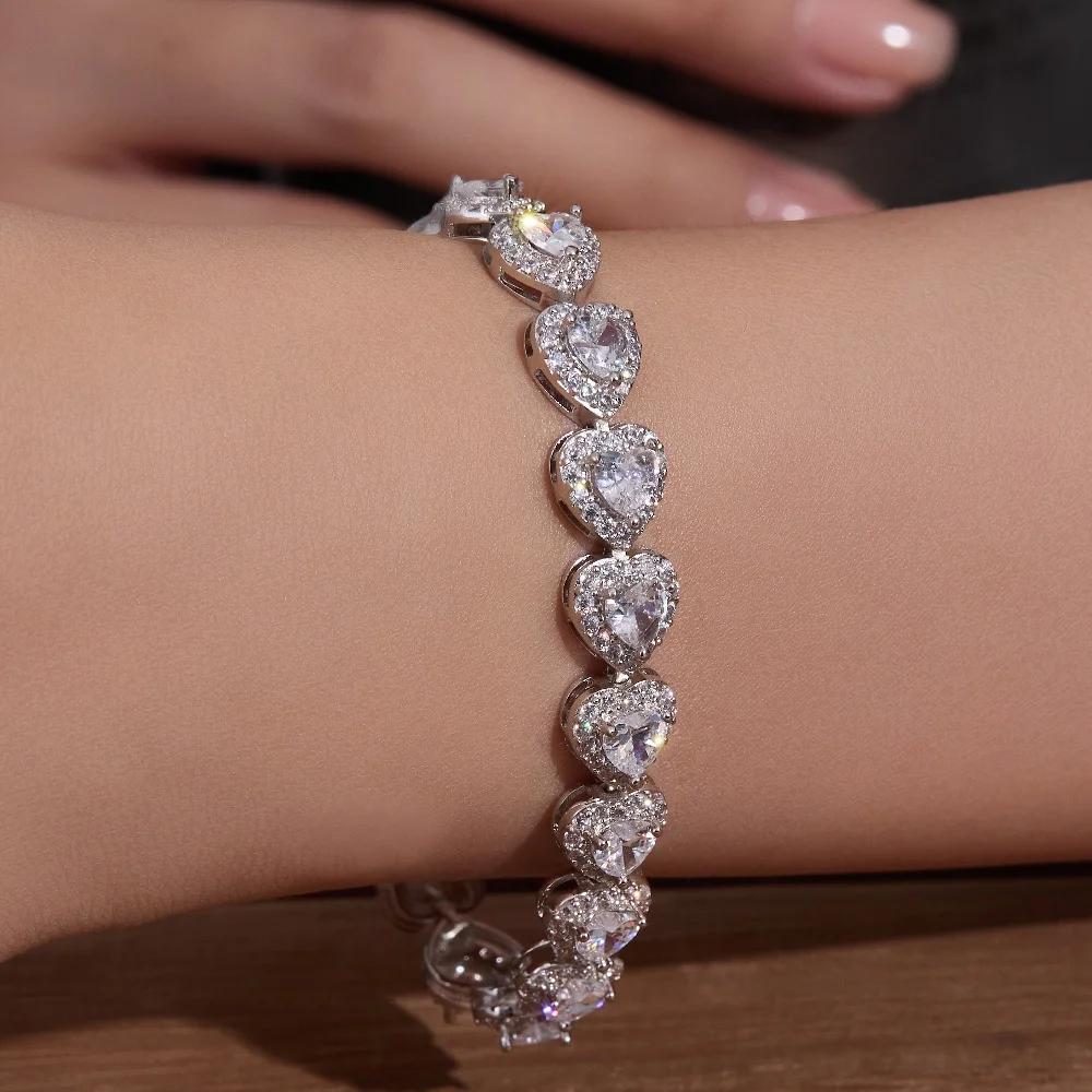 WWJ Top Grade White Zircon Heart Shape Bridal Tennis Bracelets Charm Bracelet Jewelry Making Gifts Heart
WWJ Top Grade White Zircon Heart Shape Bridal Tennis Bracelets Charm Bracelet Jewelry Making Gifts Heart