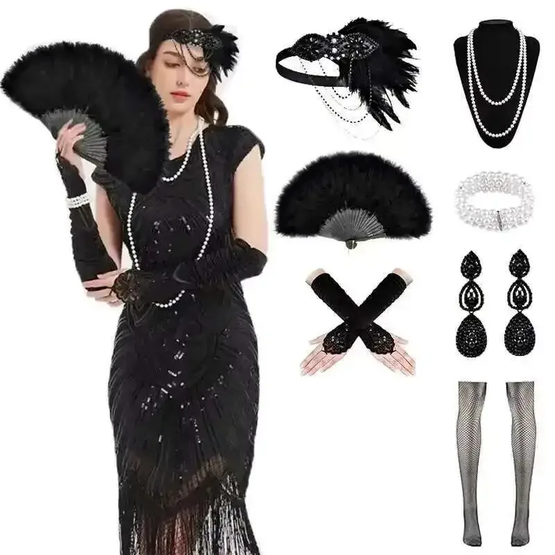 1920s for Women Sequin Fringed Gatsby Flapper Cocktail Dresses with 20s Accessories Set goi/6
1920s for Women Sequin Fringed Gatsby Flapper Cocktail Dresses with 20s Accessories Set goi/6